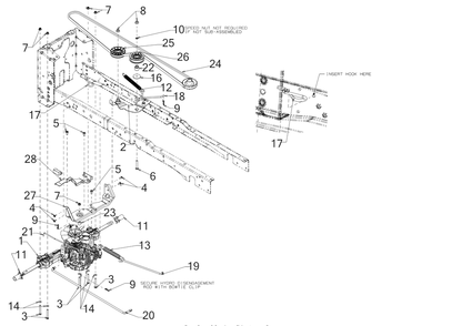 Drive Diagram and Parts List for XT1-LT50KH (13AQA1TLB10)(2023) Cub Cadet Lawn Tractor